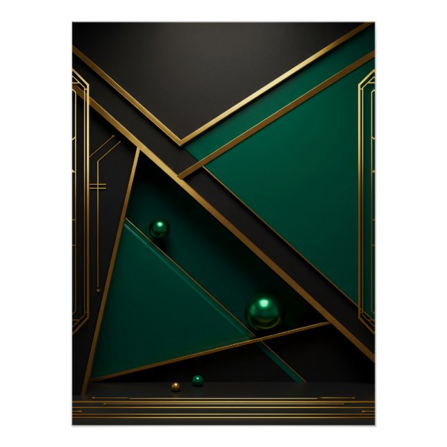 Green und Gold Geometry Poster (Vorderseite)