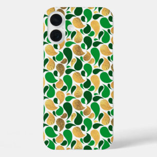 Green und Gold Glitzer Festive Pattern Fusion iPhone 16 Plus Hülle