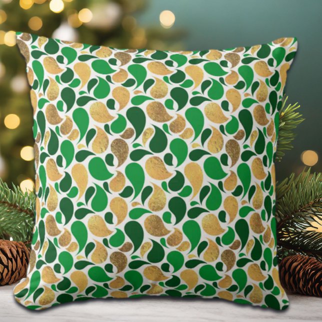 Green und Gold Glitzer Festive Pattern Fusion Kissen (Von Creator hochgeladen)