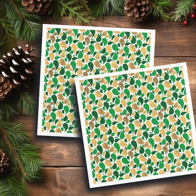 Green und Gold Glitzer Festive Pattern Fusion Serviette (Von Creator hochgeladen)