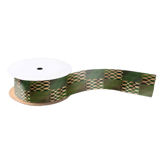 Green und Gold Kente Print Satinband (Spule)