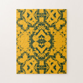 Green und Gold Lacy Kaleidoskop-Muster Puzzle