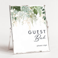 Green und Gold Leaf Gast Book Sign