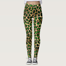 Green und Gold Leopard Leggings