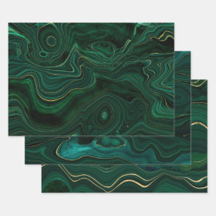 Green und Gold Malachite Gemstone Geschenkpapier Set