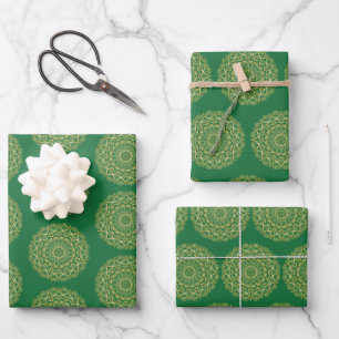Green und Gold Mandala Geschenkpapier Set