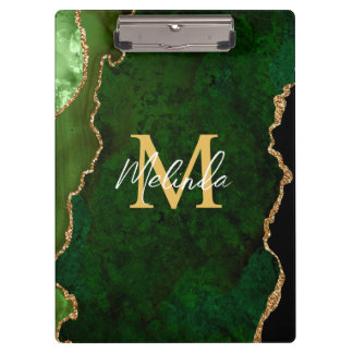 Green und Gold-Marmor Agate Klemmbrett