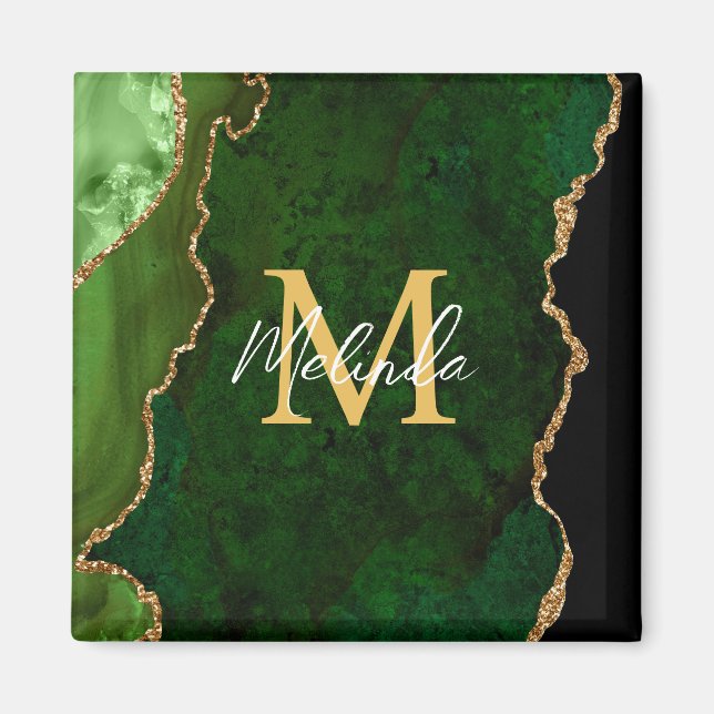 Green und Gold-Marmor Agate Magnet (Vorne)