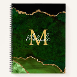 Green und Gold-Marmor Agate Notizbuch