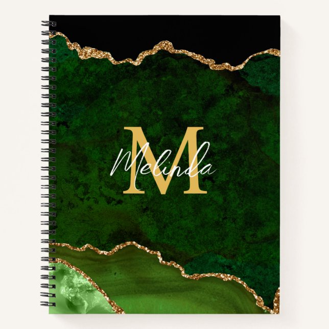 Green und Gold-Marmor Agate Notizbuch (Vorderseite)