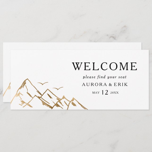 Green und Gold Mountain Hanging Seating Chart (Vorne/Hinten)