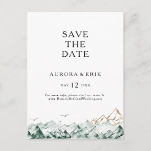 Green und Gold Mountain Save the Date Postcard Einladungspostkarte