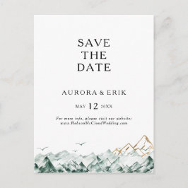 Green und Gold Mountain Save the Date Postcard Einladungspostkarte