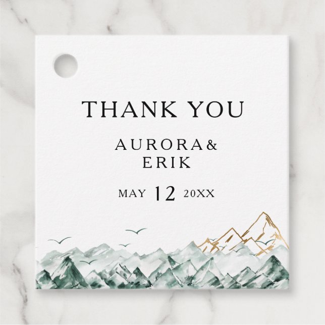 Green und Gold Mountain Vielen Dank für Ihre Unter Geschenkanhänger (Vorderseite)