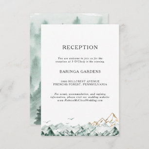 Green und Gold Mountain Wedding Reception Card Begleitkarte