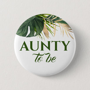 Green und Gold Palm Blätter Tropical Baby Shower Button