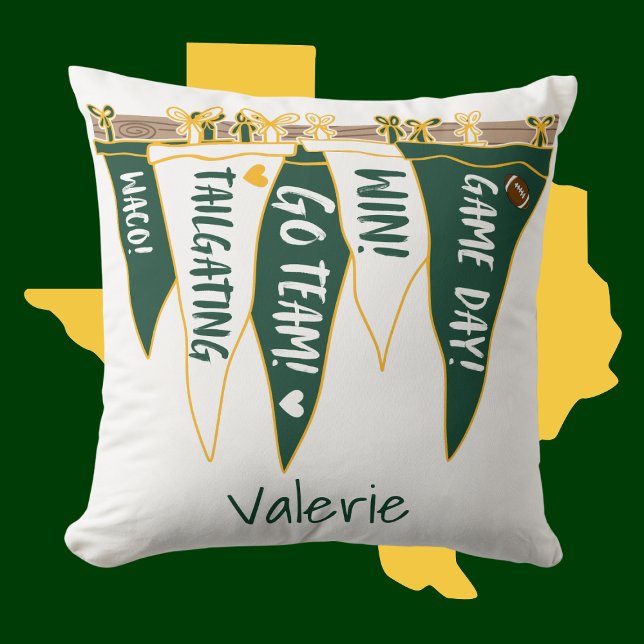 Green und Gold Pennant Pillow Waco Dorm Dekoration Kissen (Von Creator hochgeladen)