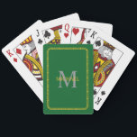 Green und Gold Personalisiert Monogramm und Name Spielkarten<br><div class="desc">Green und Gold Personalisierte Monogram und Name Bicycle Playing Cards</div>