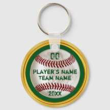 Green und Gold Personalisierte Baseball-Keychains