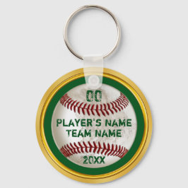 Green und Gold Personalisierte Baseball-Keychains Schlüsselanhänger