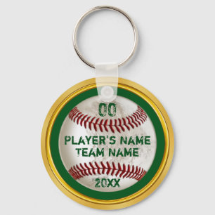 Green und Gold Personalisierte Baseball-Keychains Schlüsselanhänger