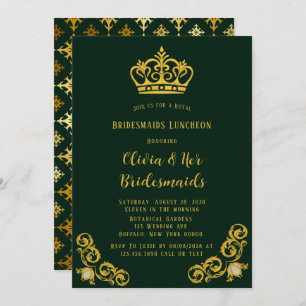 Green und Gold Royal Bridesmaids Luncheon Einladung