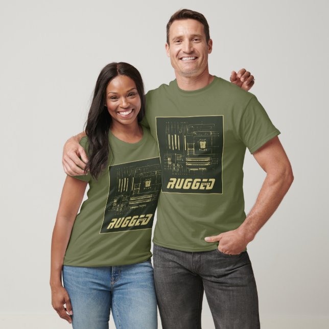 Green und gold RUGGED GEEK Hauptplatine Tech T-Shirt (Unisex)