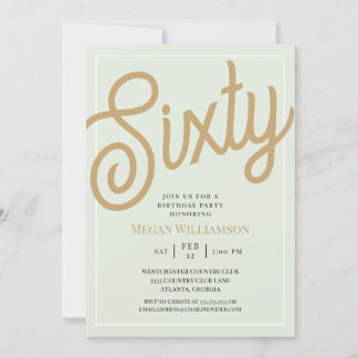 Green und Gold Script 60. Geburtstag Einladung