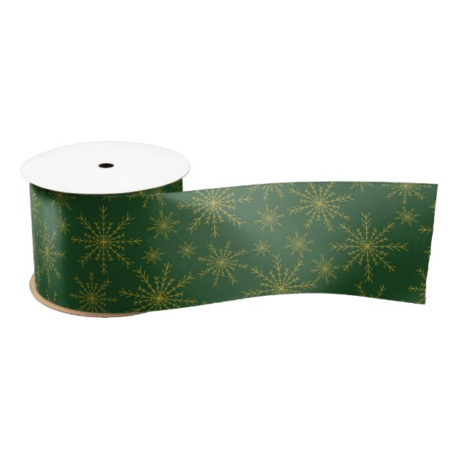 Green und Gold Snowflake Satinband (Spule)