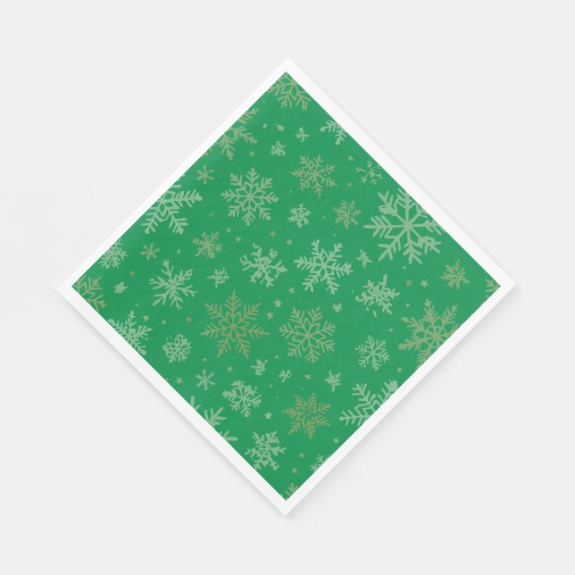Green und Gold Snowflakes Serviette (Ecke)