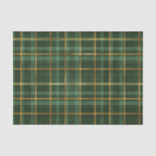 Green und Gold Tartan Kariert Seidenpapier