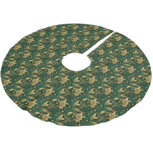 Green und Gold Tree Skirt Polyester Weihnachtsbaumdecke
