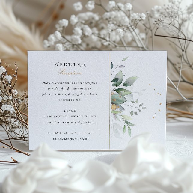 Green und Gold Watercolor Hochzeitskarte Begleitkarte (Von Creator hochgeladen)