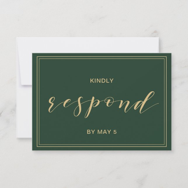 Green und Gold Wedding Rsvp Karte (Vorderseite)