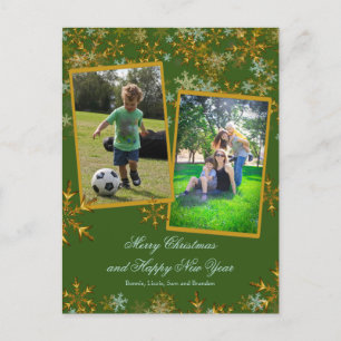 Green und Gold Weihnachtskarten Feiertagspostkarte