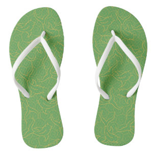 Green und Golden Koi Fish Design Flip Flops