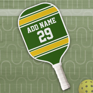 Green und Golden Yellow Sport Jersey - Name Number Pickleball Schläger