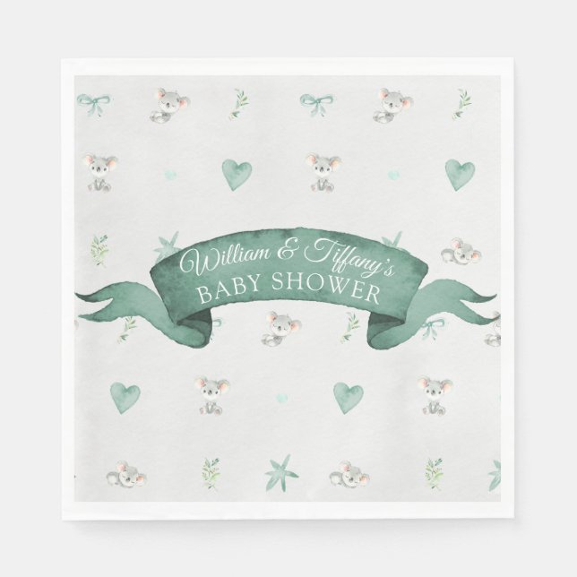 Green und Gray Baby Koala Baby Dusche Serviette (Vorderseite)