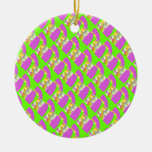 Green und hell lila Muster Card Keramik Ornament
