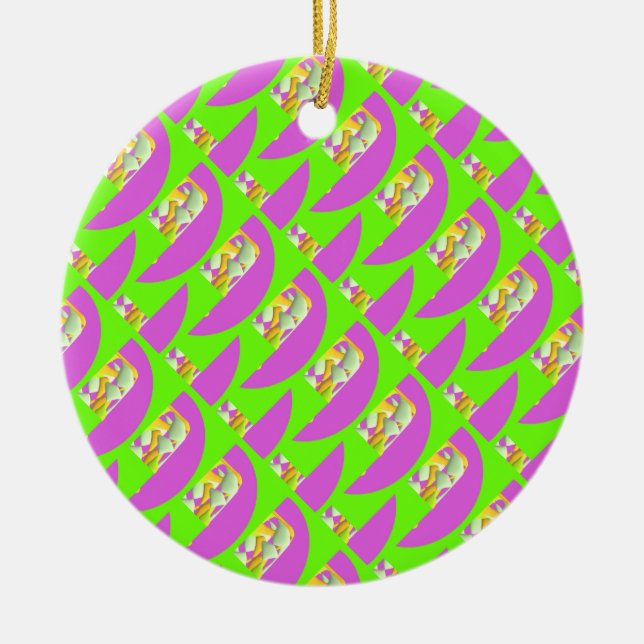 Green und hell lila Muster Card Keramik Ornament (Vorne)