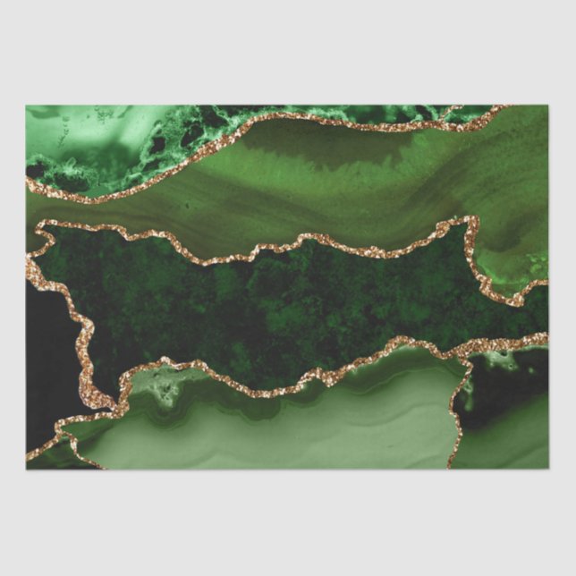 Green und Imitate Gold Glitzer Marble Agate Seidenpapier (Vorderseite)