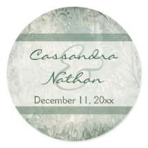 Green und Ivory Floral Umschlag Aufkleber