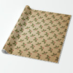 Green und Kraft Retro Christmas Geschenkpapier<br><div class="desc">Trendy Vintage Retro-Weihnachtsverpackung.</div>