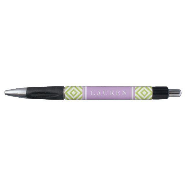 Green und Lavender Diamonds Muster Kugelschreiber (Vorderseite)