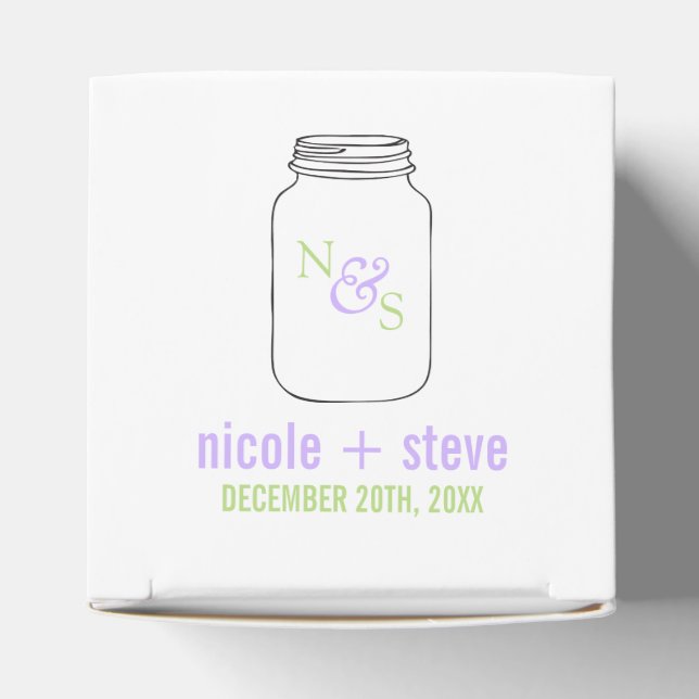 Green und Lavender Mason Jar Monogram Wedding Geschenkschachtel (Oben)
