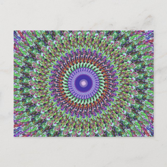 Green und Lila Abstrakt Mandala Postkarte (Vorderseite)