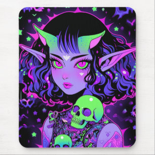 Green und Lila Alien Elf Anime Girl Mousepad