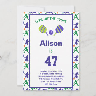 Green und lila Pickleball B'day + UAWG Einladung