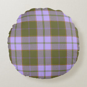 Green und Lila Tartan Kariert schottisch, nahtlos Rundes Kissen