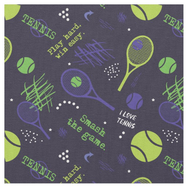 💚 Green und 💜 lila Tennismuster, kundenspezifisc Stoff (Nahaufnahme)